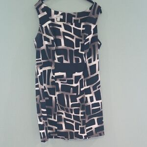Dressbarn Black, BROWN and White Sleevess Sheath Dress Size 16